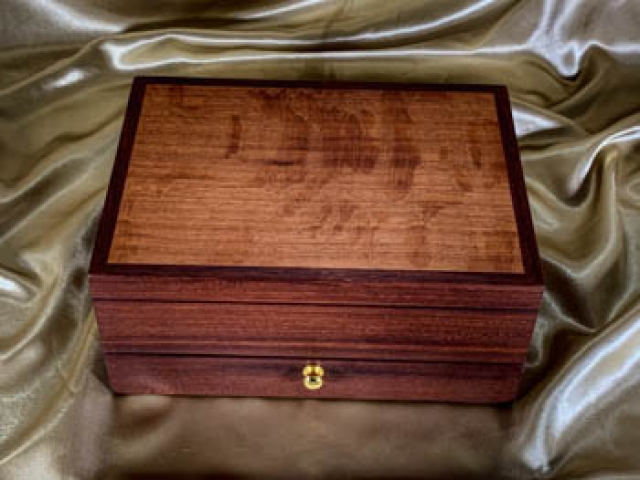 Jarrah Jewellery Box with Sheoak Lid with Bottom Drawer PJBD20007-L6939