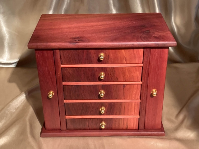 DES5JBWBB 19001-L5091 Designer Jewellery Box - Blackbutt, 5 Drawers, Wings SOLD