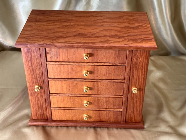 DES5DWSH - L9792 Designer 5 Drawer Jewellery Box with Wings - Australian Sheoak
