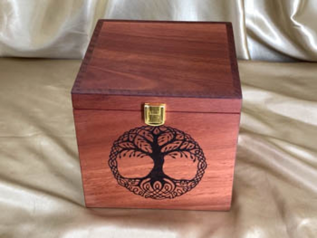 Custom Made Human Cremation Box - Small with Tree of Life Pyrography
