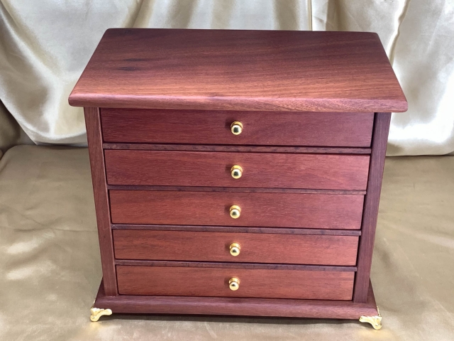 LE5D 22003-L4505 Limited Edition Western Australian Jarrah 5 Drawer Jewellery Box