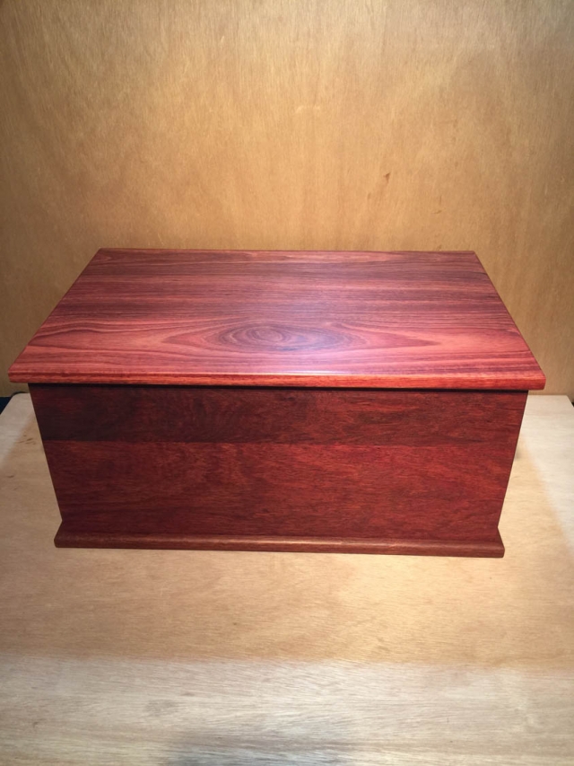 Custom Made Human Cremation Box - Jarrah with foot to match lid