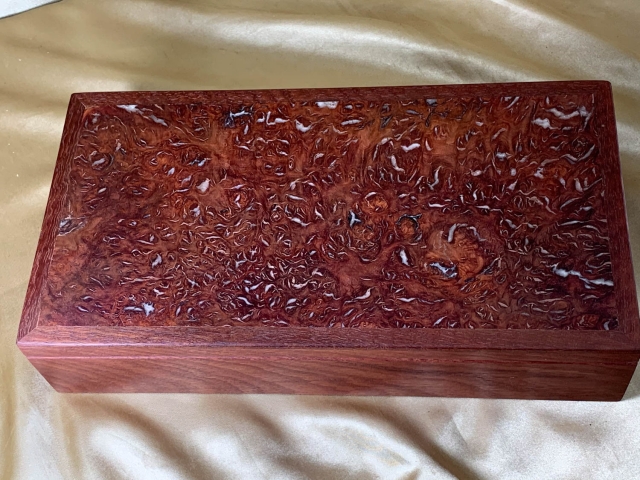 PLKB 2324-L8232 Large Jarrah Keepsake Box with Pearl Resin Filled Jarrah Burl Lid