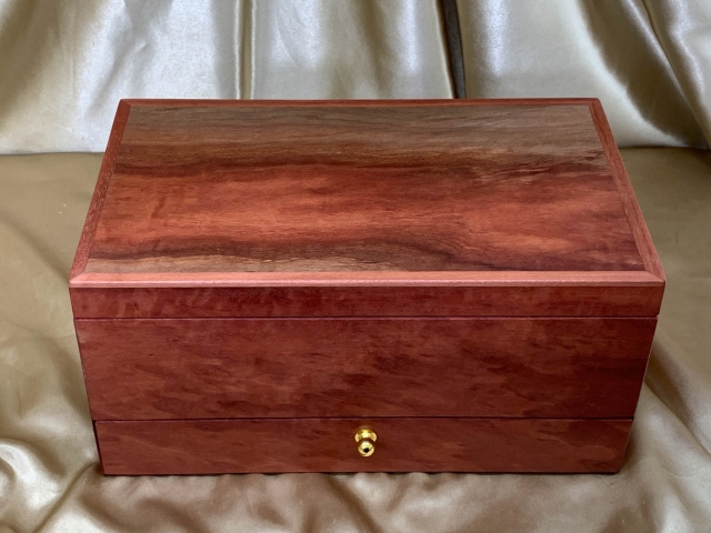 PJBDT 2324-L8282 Premium Jarrah Jewellery Box with Bottom Drawer AND Top Removable Tray