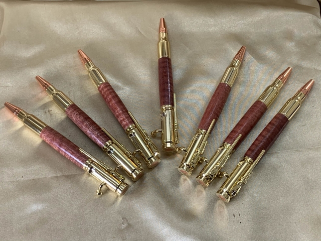 Bullet pens hand turned from timber from the Old Mandurah Bridge L6527