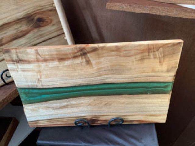 TB 2407-L0242 - Premium Wooden Grazing / Tapas Board with Green Resin "Flash"