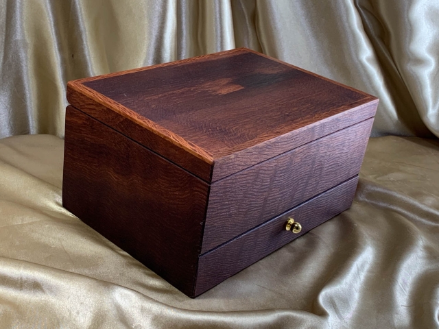 PJBDT-2407-L1712 - Premium Jarrah Jewellery Box with Drawer AND Tray - Hand Made in Australia