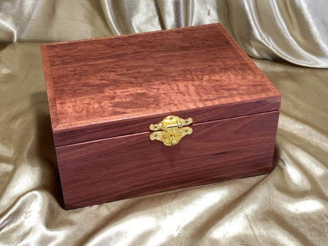 PJB2T 2425-L2690 Premium Hand Made Jarrah Jewellery Box with 2 Removable Trays and Pink Lining