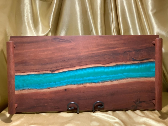 TB 2411-L2910 - Premium Jarrah Graqzing Board with Blue Resin "Flash"