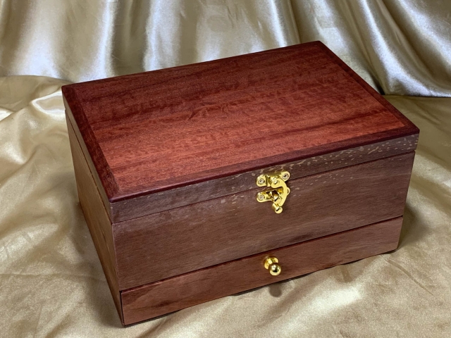 PJBDT 242501-L3730 - Premium Jarrah Jewellery Box with Drawer and Tray - Hand Made in Australia