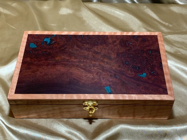 Limited Edition Pink Jarrah Keepsake Box with Resin Filled Jarrah Burl Lid