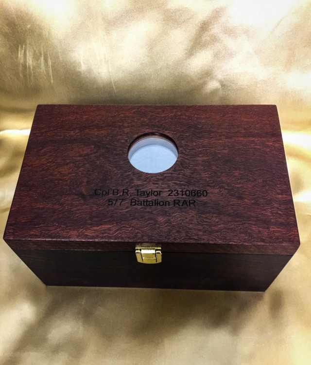 Custom Made Jarrah Military Medallion Display Cremation Box