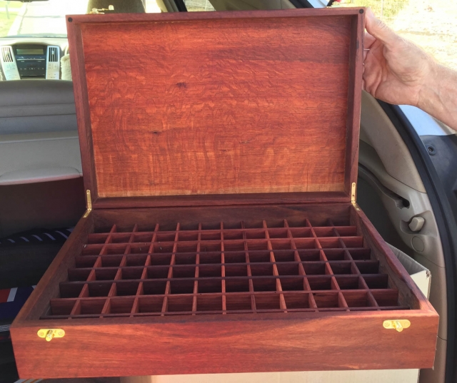 Custom Made Jarrah Essential Oil Storage and Display Box for 96 Bottles