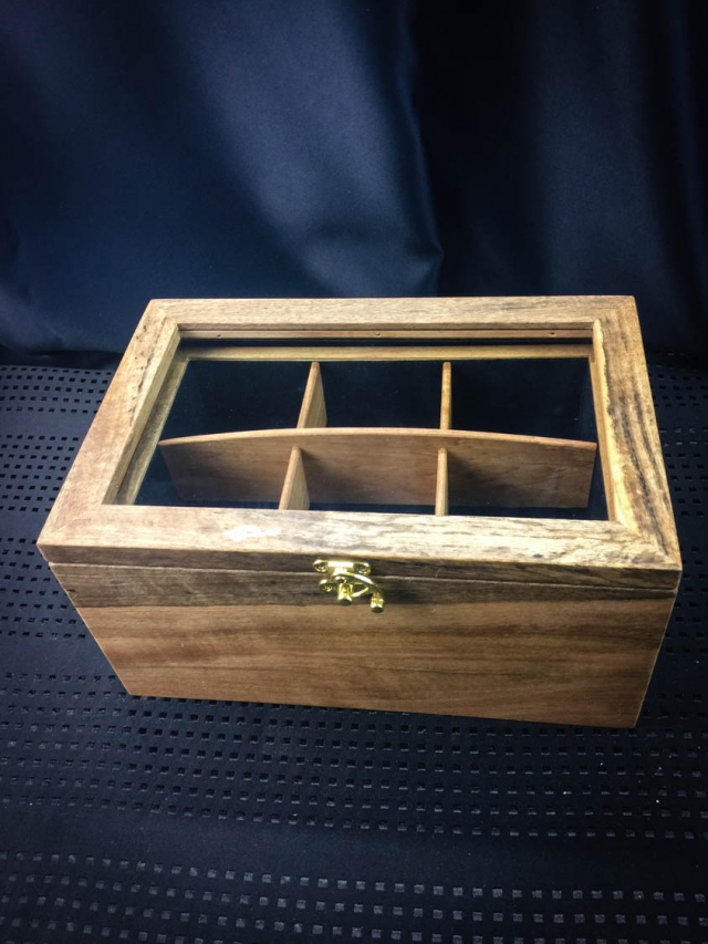 Example of Custom Made 12 Watch 2 Tier Watch Box hand crafted from Australian Blackbutt with Glass lid