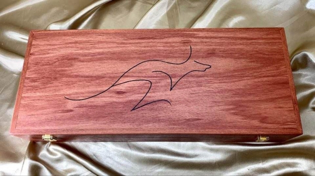 Custom Made Australian Jarrah "Keyboard Box" with Logo