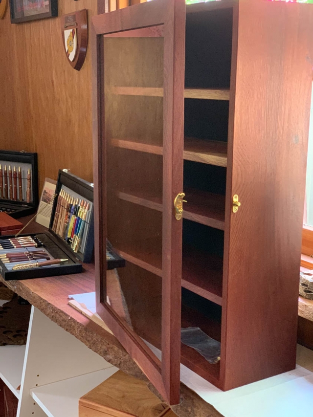 Custom Made Large Jarrah Display Cabinet with Glass Door
