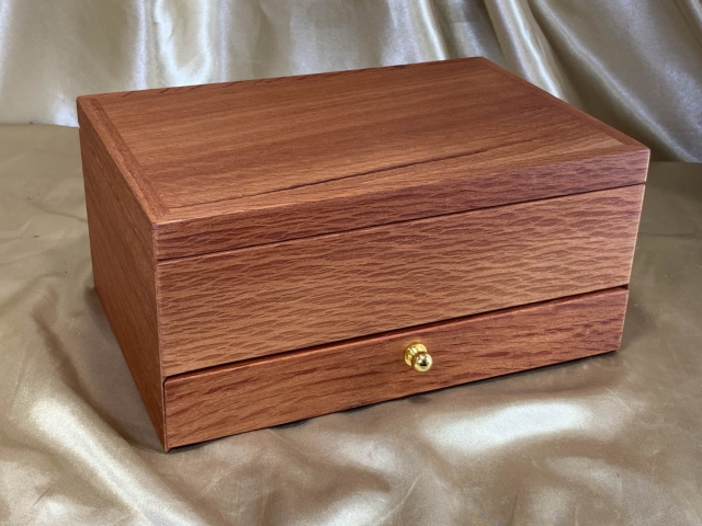 PJBDT 25024-L5004 - Premium Jarrah Jewellery Box with Bottom Drawer AND Top Tray