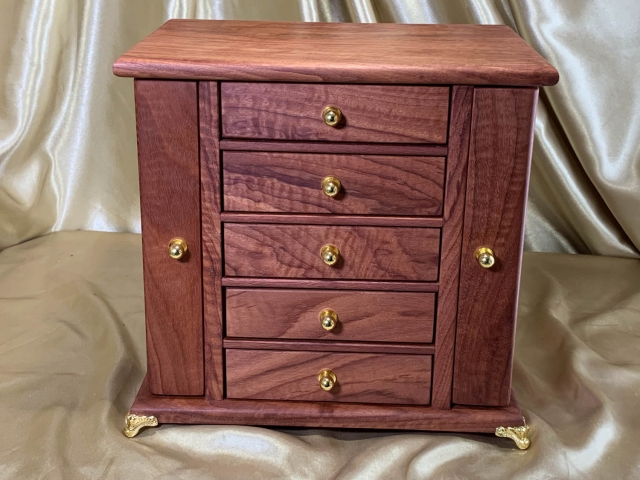 LEDMD5W 25029-L5042 - Limited Edition Jarrah 5 Drawer Jewellery Box with Wings