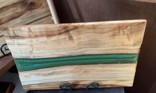 TB 2407-L0242 - Premium Wooden Grazing / Tapas Board with Green Resin "Flash" SOLD