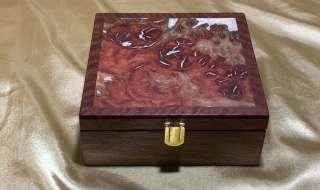 LEDRKB 25008-L4153 - Small Limited Edition Wooden Jewellery Box with Resin Filled Jarrah Burl Lid SOLD