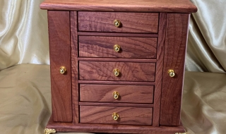 LEDMD5W 25029-L5042 - Limited Edition Jarrah 5 Drawer Jewellery Box with Wings SOLD