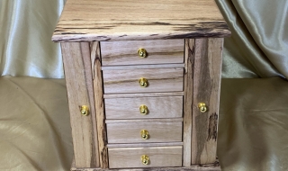 LEDMD5W 25033-L5105 - Limited Edition 5 Drawer Jewellery Box with Wings - Spalted Marri SOLD