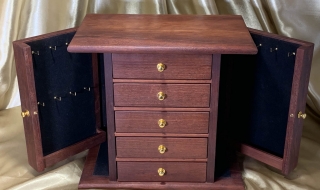 LEDM5 251201-L7296 - Limited Edition 5 Drawer Wooden Jewellery Box with Wings - Australian Jarrah SOLD