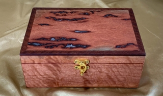LEDRTB 2601082-L7431 - Limited Edition Resin Filled "Pink" Jarrah Medium Small Treasure / Trinket Box  SOLD